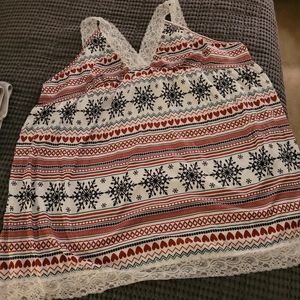 NBW Snowflake Print Contrast Lace Backless Short Dress